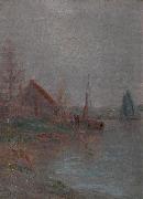 unknow artist Morning fog over the River Schelde Spain oil painting artist